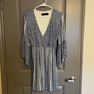 Medium wrap dress with bell sleeves